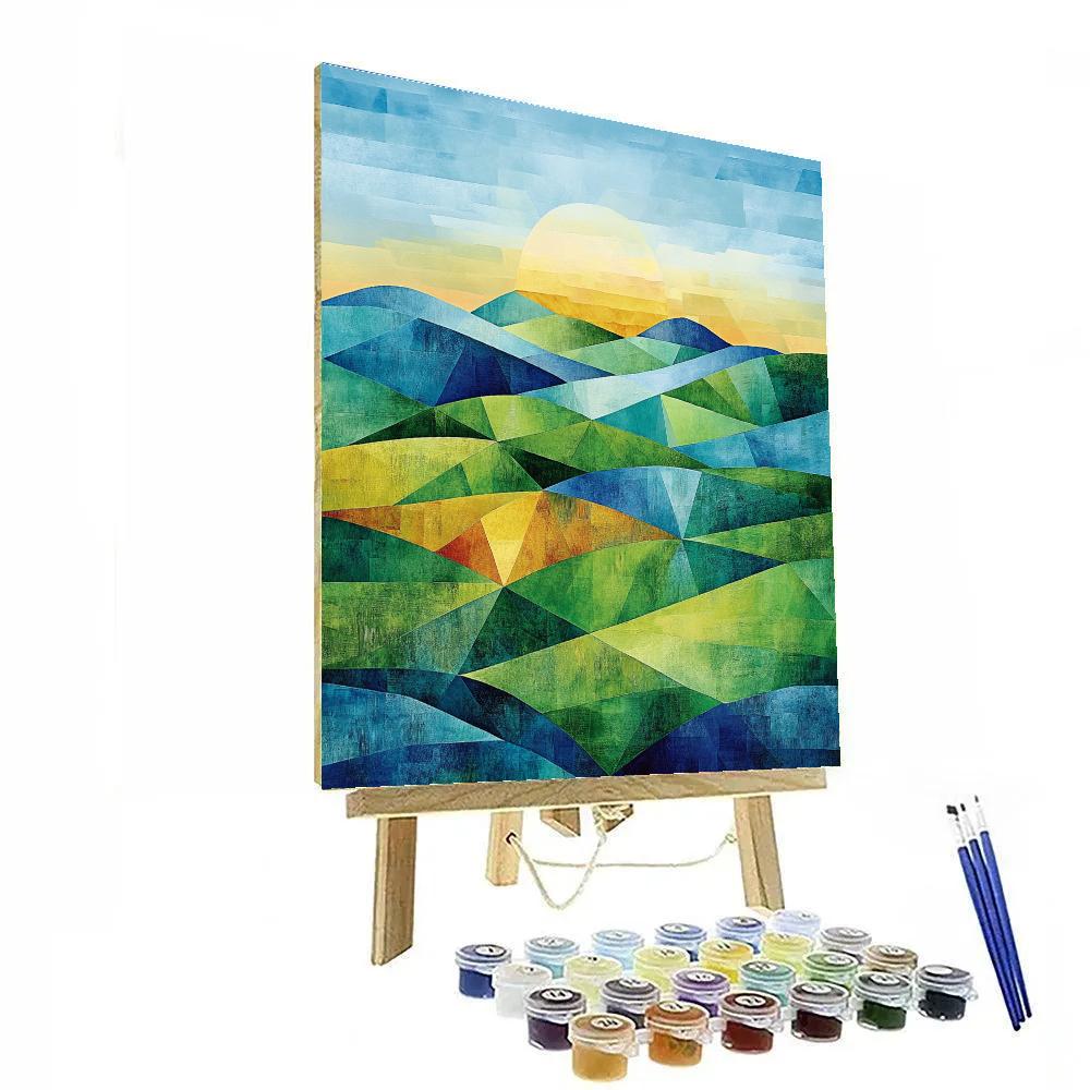 Paul Cézanne Inspired Abstract Geometric Landscape Number painting