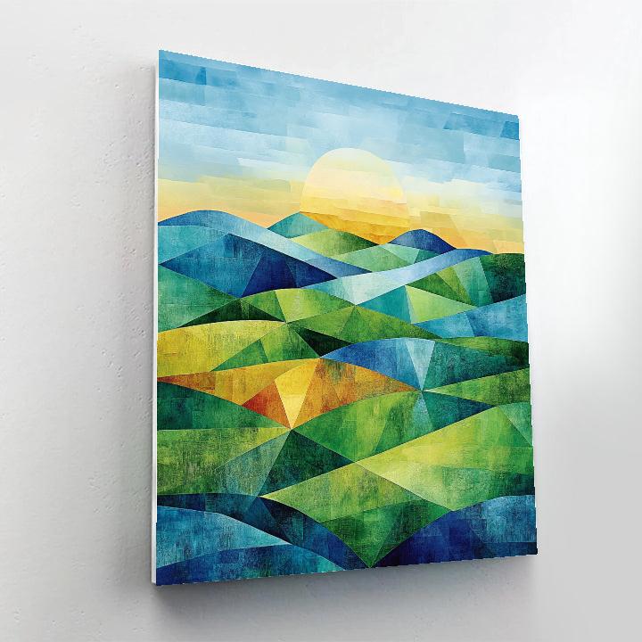 Paul Cézanne Inspired Abstract Geometric Landscape Number painting