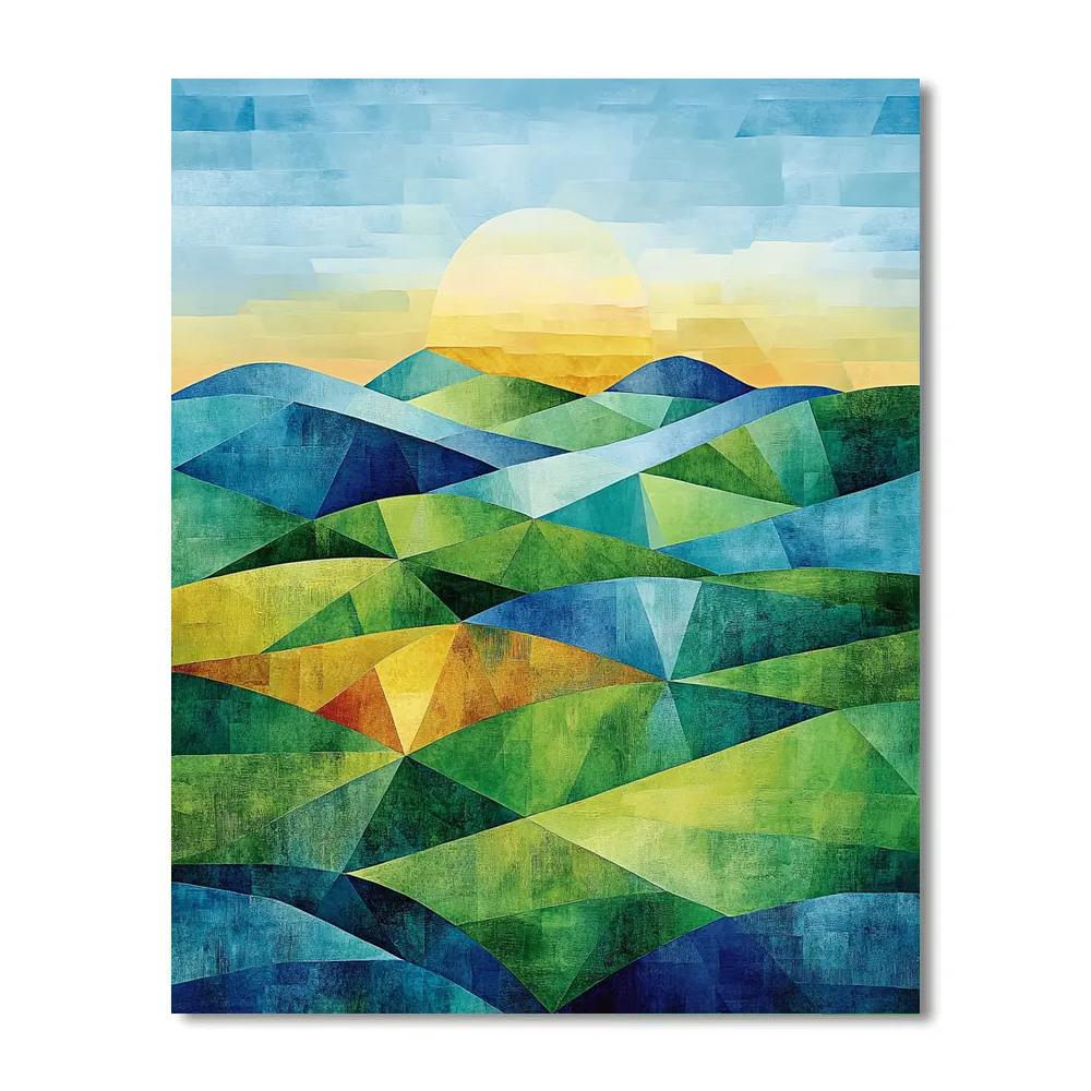 Paul Cézanne Inspired Abstract Geometric Landscape Number painting