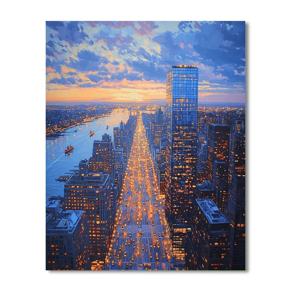 Manhattan Grid Aerial Vista New York City United States Painting by numbers kit