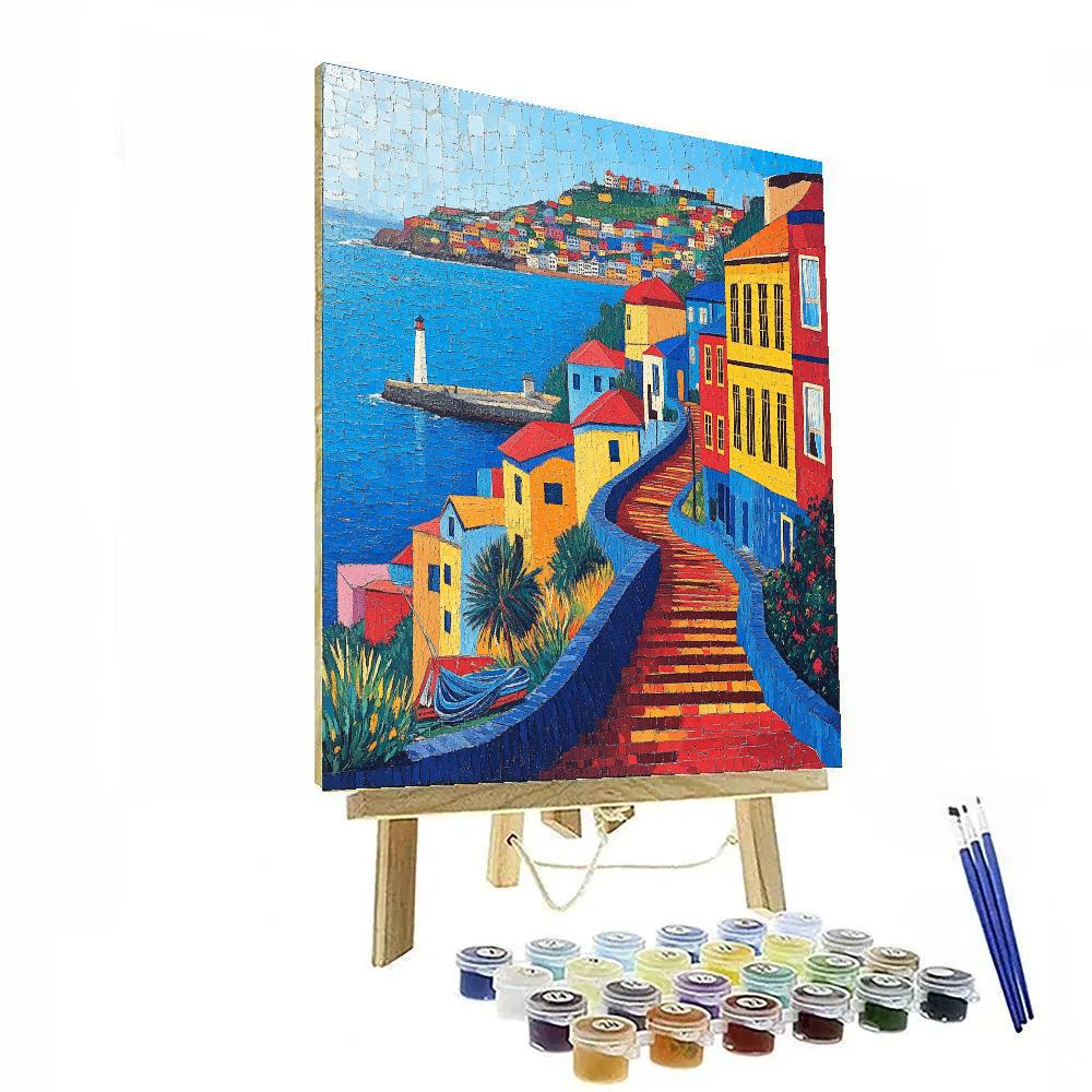 Promenade Along Valparaiso Hills Chile painting number kit