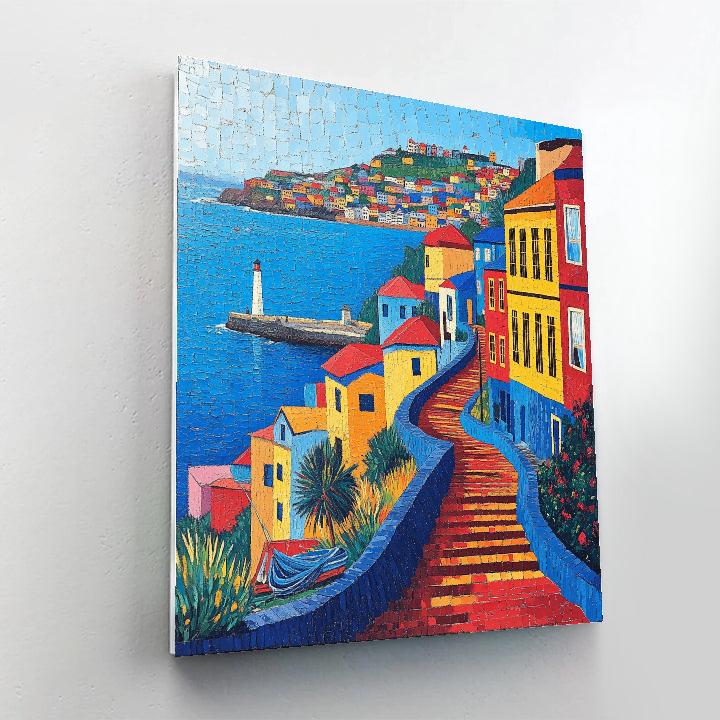Promenade Along Valparaiso Hills Chile painting number kit