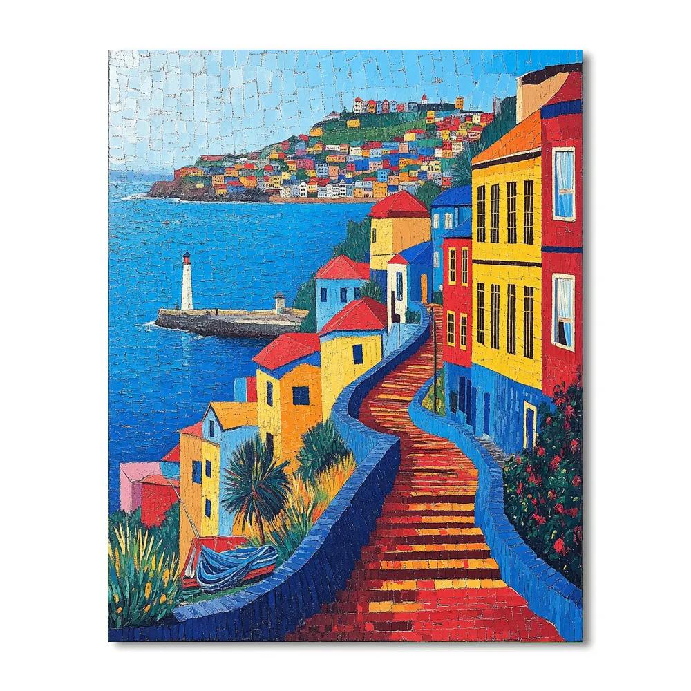 Promenade Along Valparaiso Hills Chile painting number kit