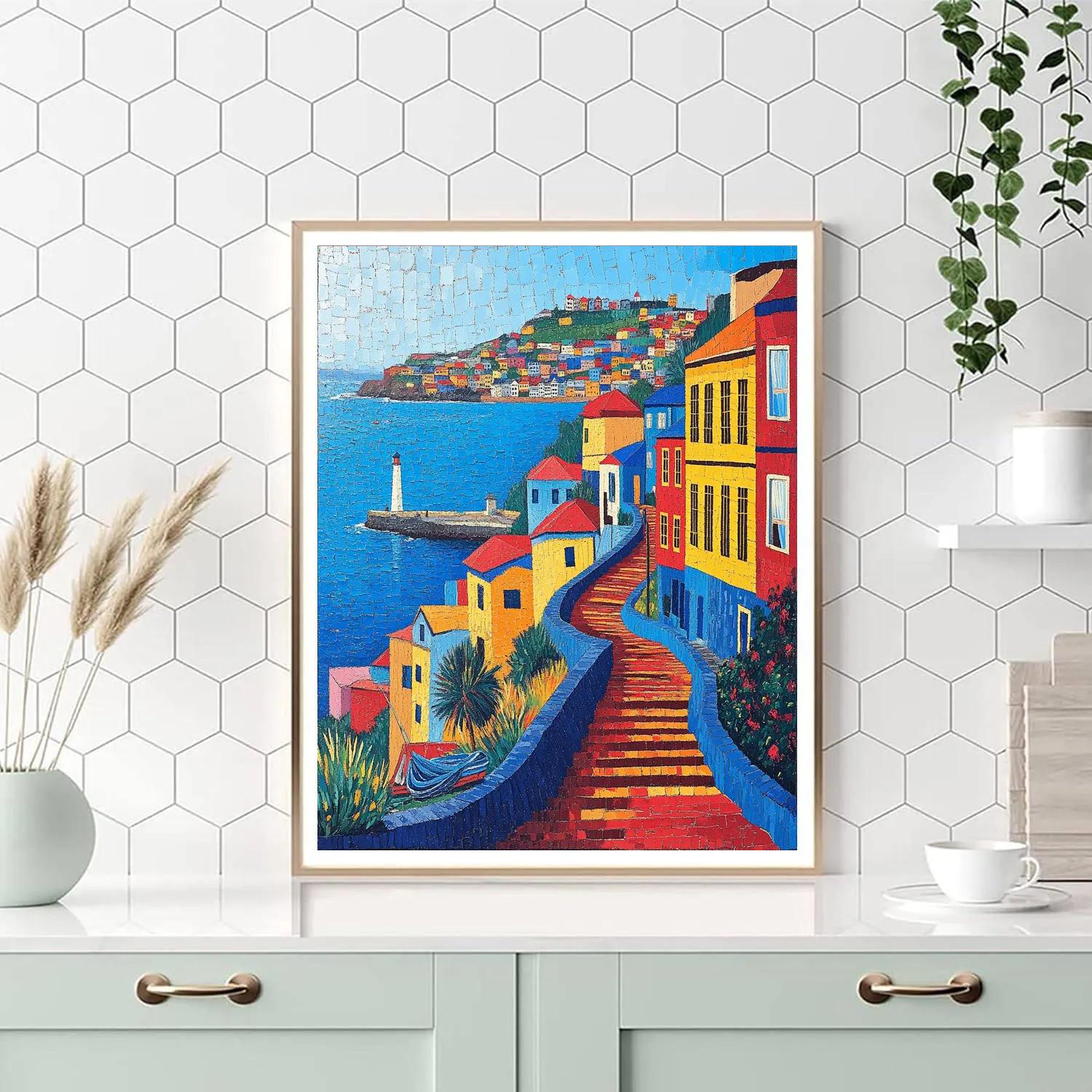 Promenade Along Valparaiso Hills Chile painting number kit