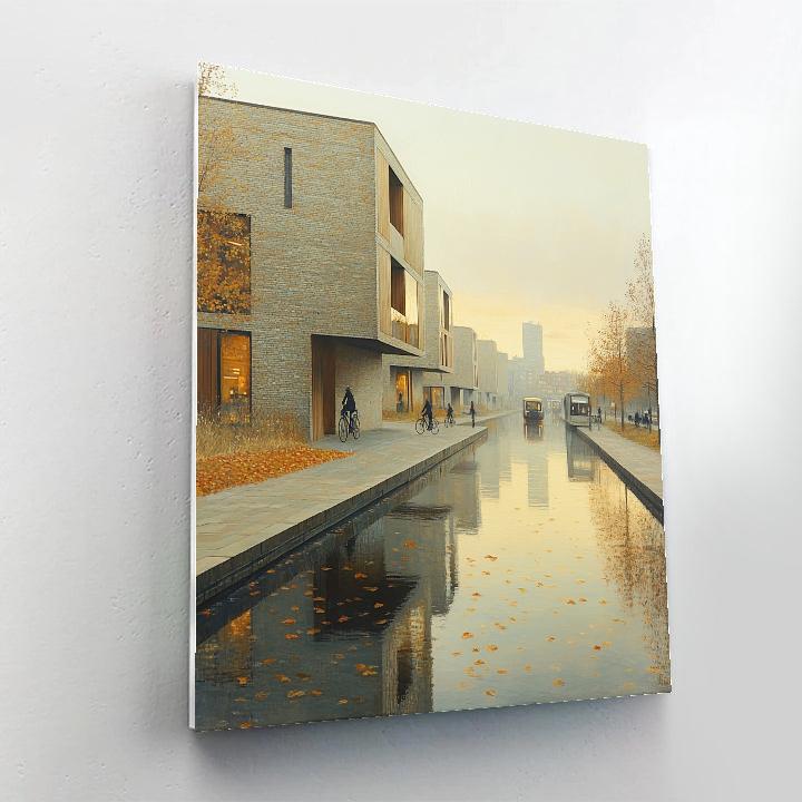 Kanalbyen Mirrored Canals Aarhus Denmark painting number kit