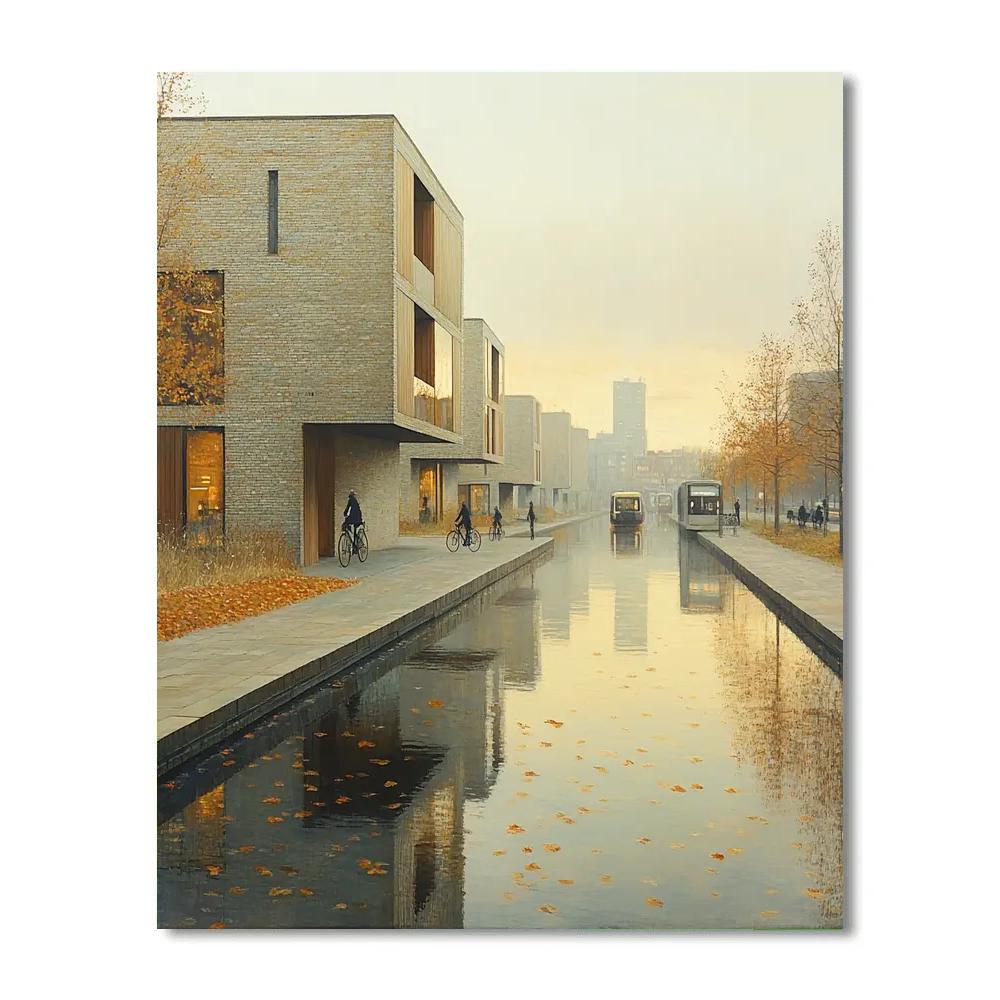 Kanalbyen Mirrored Canals Aarhus Denmark painting number kit