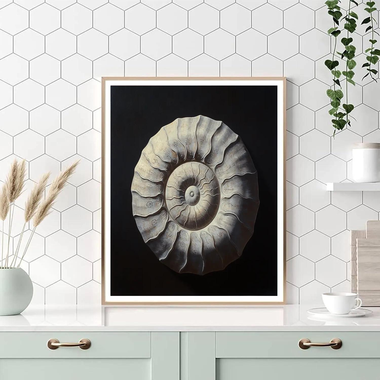 Caravaggio Inspired Spiral Fossil Reliquary paint by color