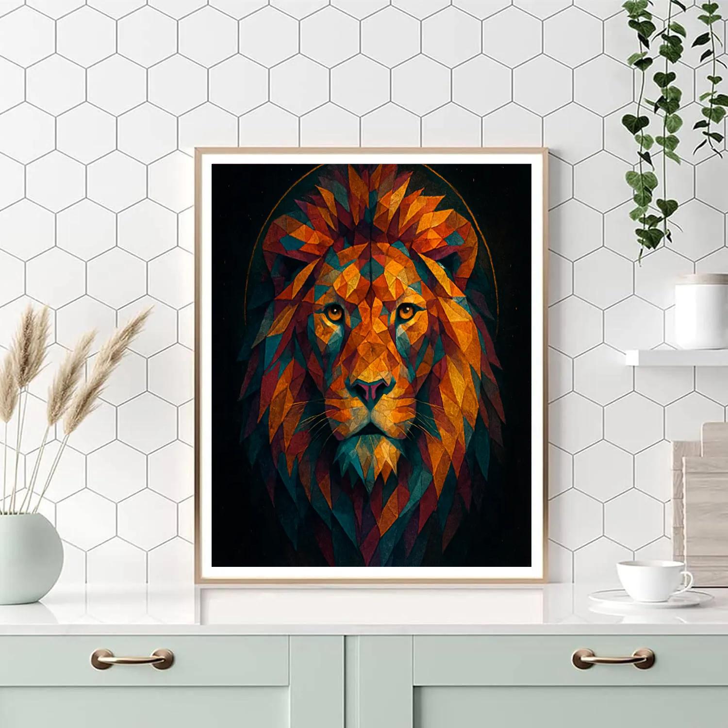 Majestic Lion Mosaic DIY paint by numbers