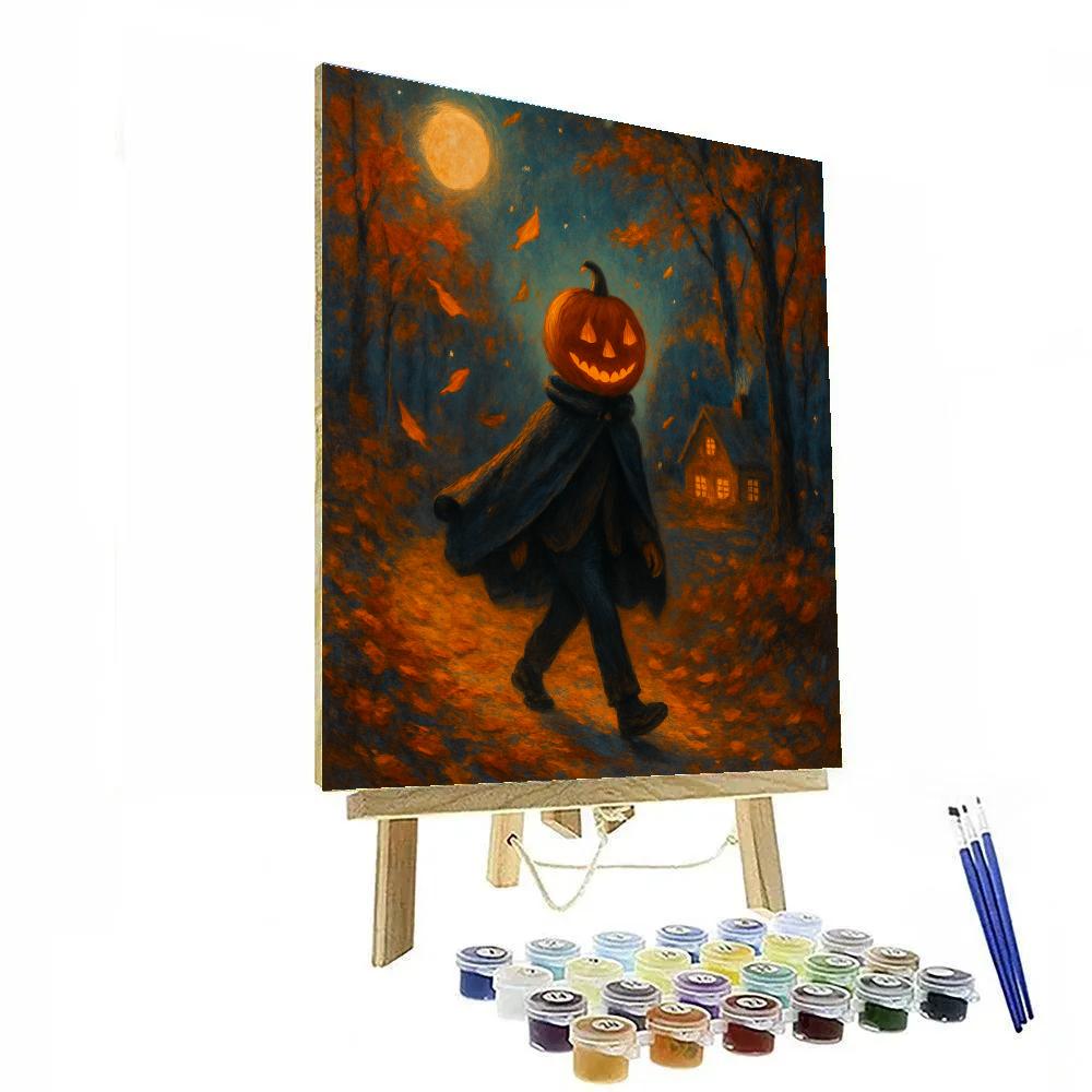 Pumpkin Moonlit Stroll Numbered painting kits