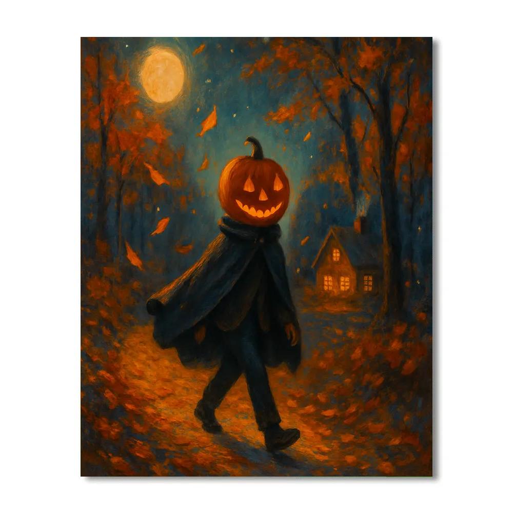 Pumpkin Moonlit Stroll Numbered painting kits