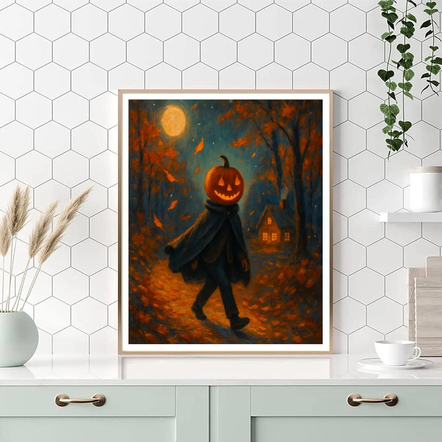 Pumpkin Moonlit Stroll Numbered painting kits