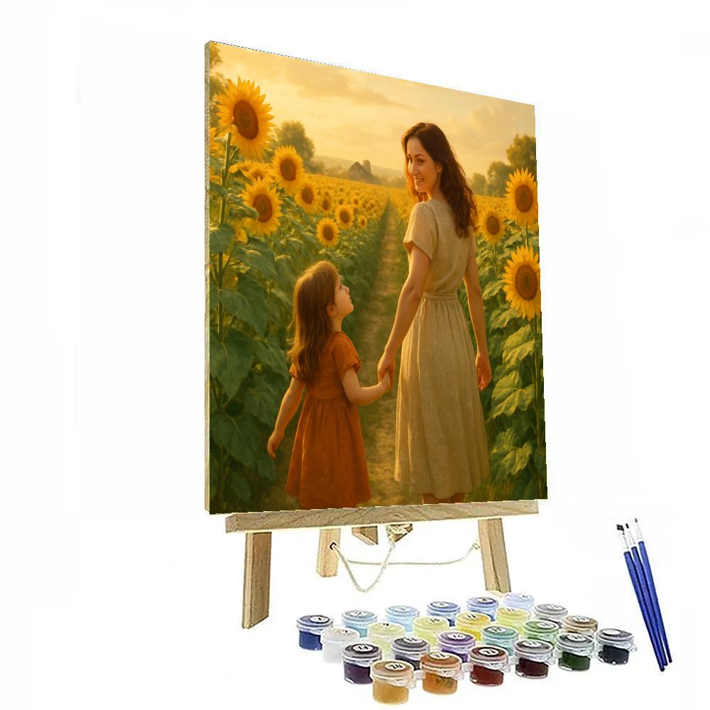 Sunflower Field Stroll With Mom Paint by numbers kits