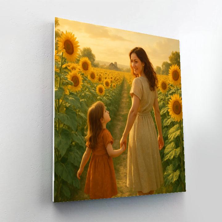 Sunflower Field Stroll With Mom Paint by numbers kits