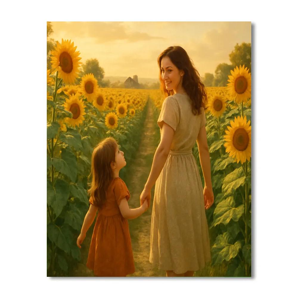 Sunflower Field Stroll With Mom Paint by numbers kits