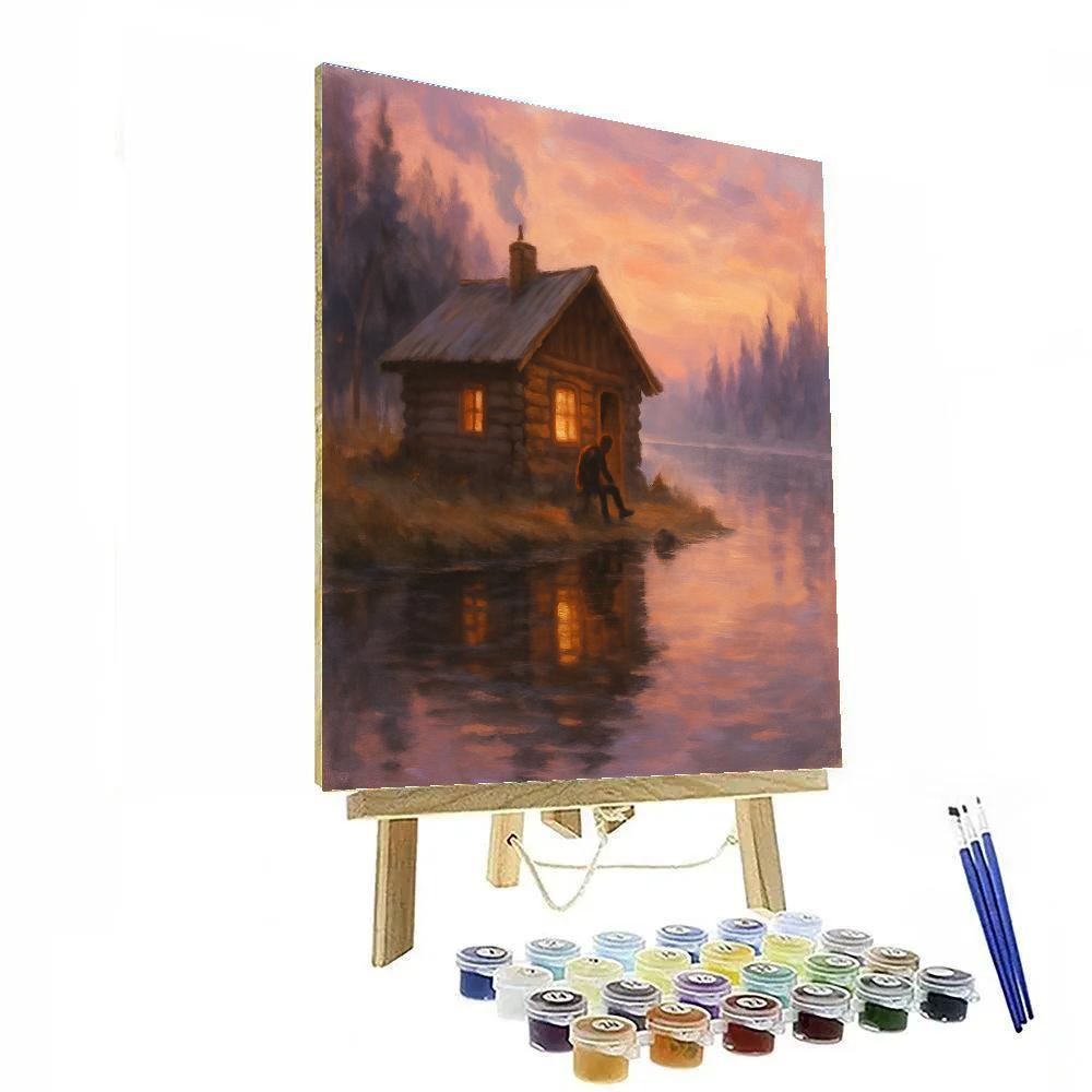 Sunrise Cabin By The Lake Painting by numbers kit