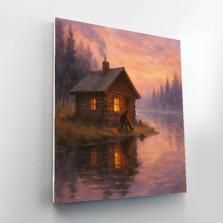 Sunrise Cabin By The Lake Painting by numbers kit
