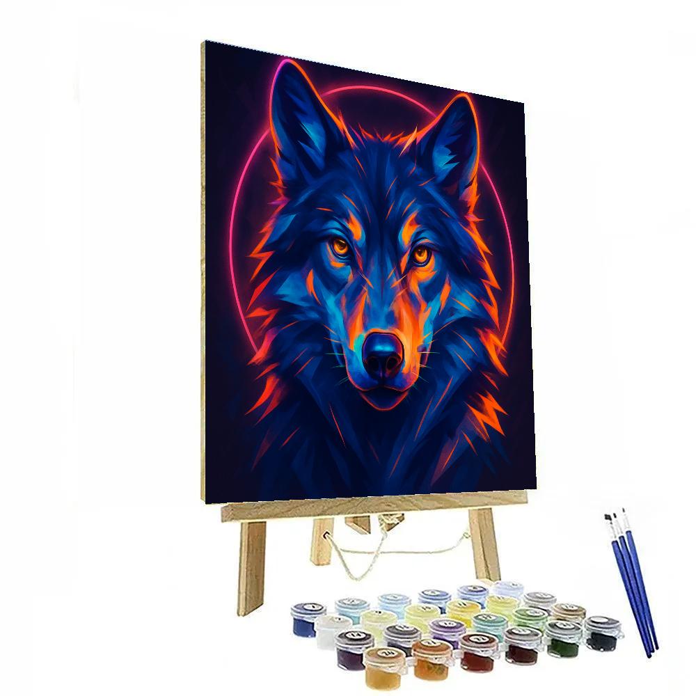 Wolf In Neon Halo paint by numbers