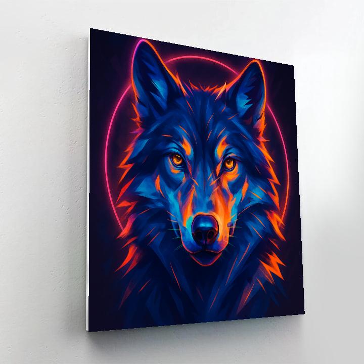 Wolf In Neon Halo paint by numbers
