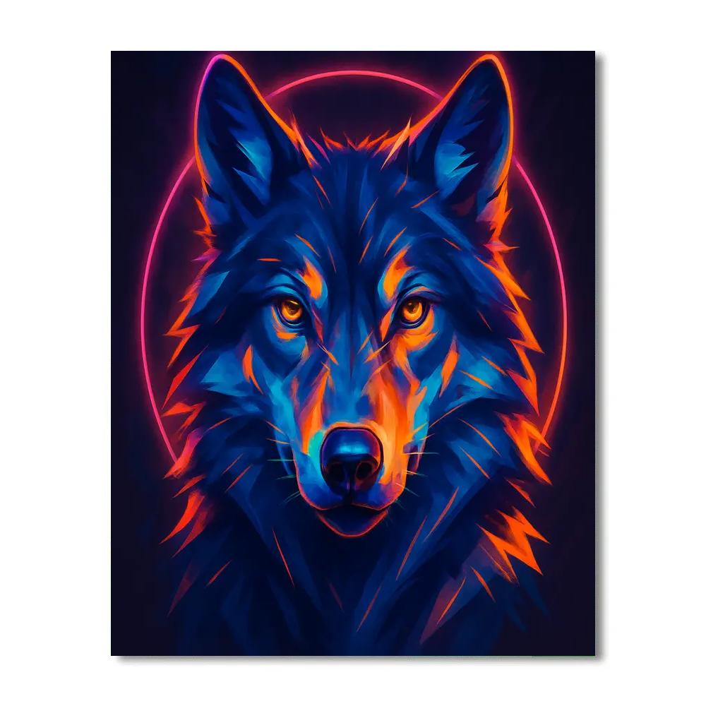 Wolf In Neon Halo paint by numbers