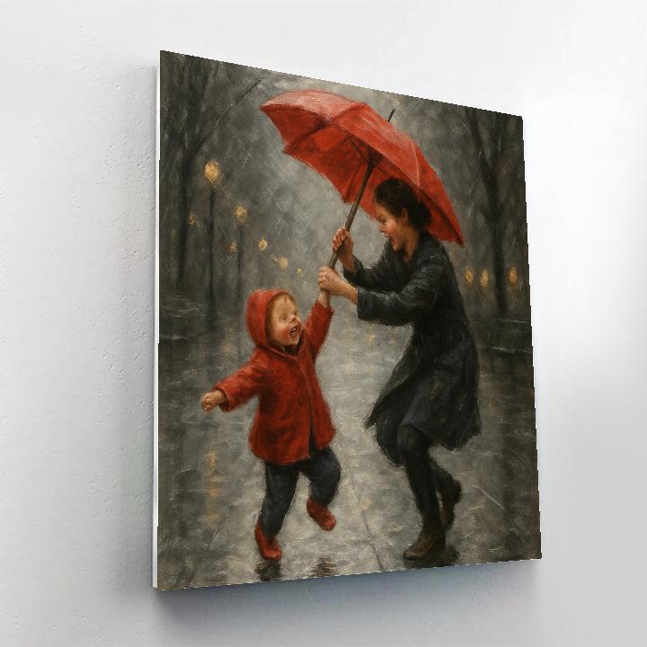Mother And Toddler Umbrella Dance paint by numbers