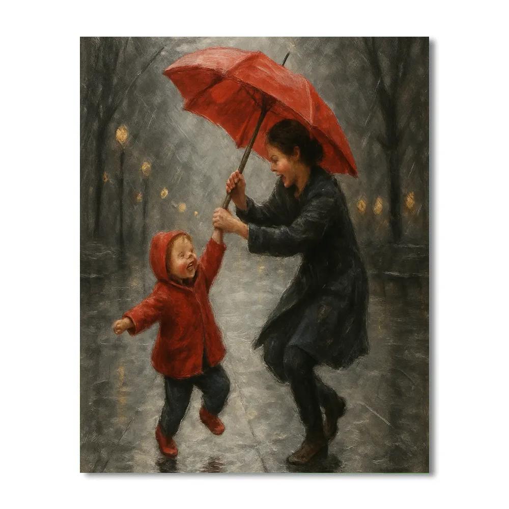 Mother And Toddler Umbrella Dance paint by numbers