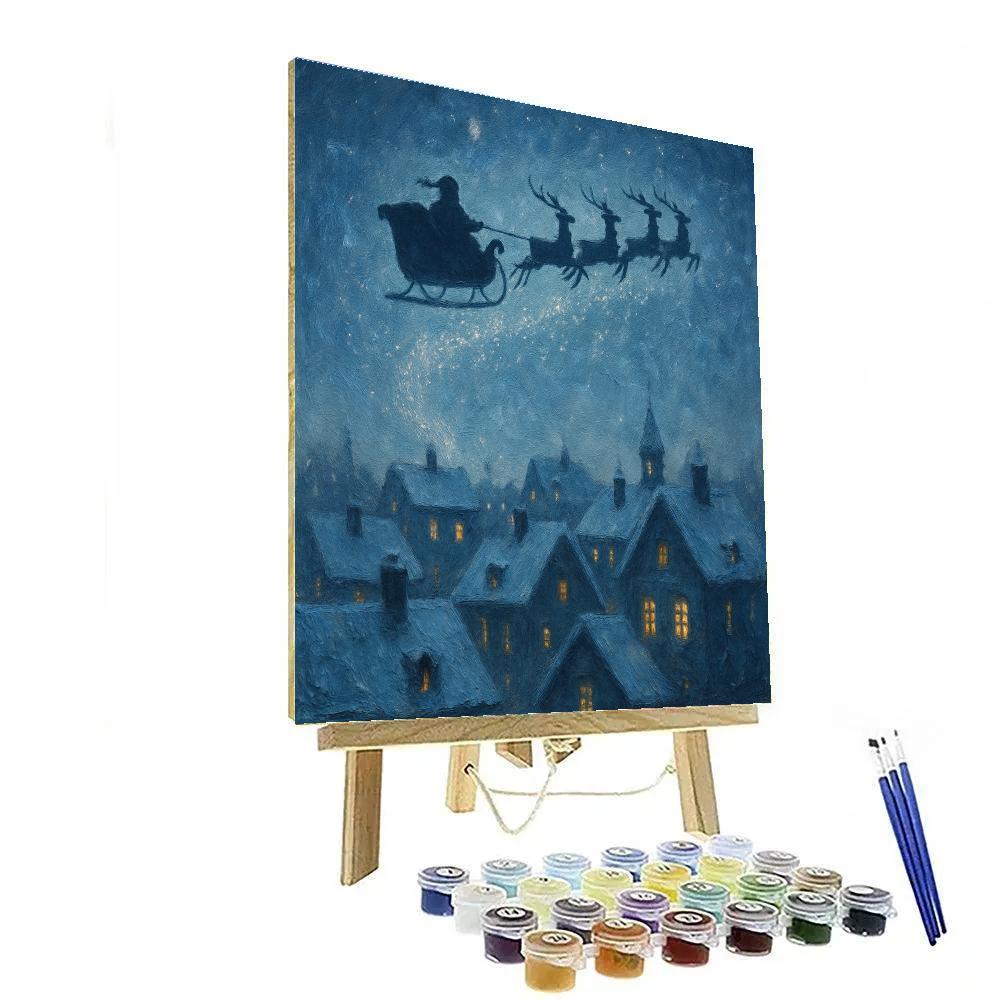 Starlit Sleigh Over Town Painting by numbers kit