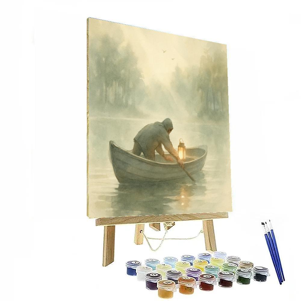 Misty Morning Rowboat Paint by numbers art