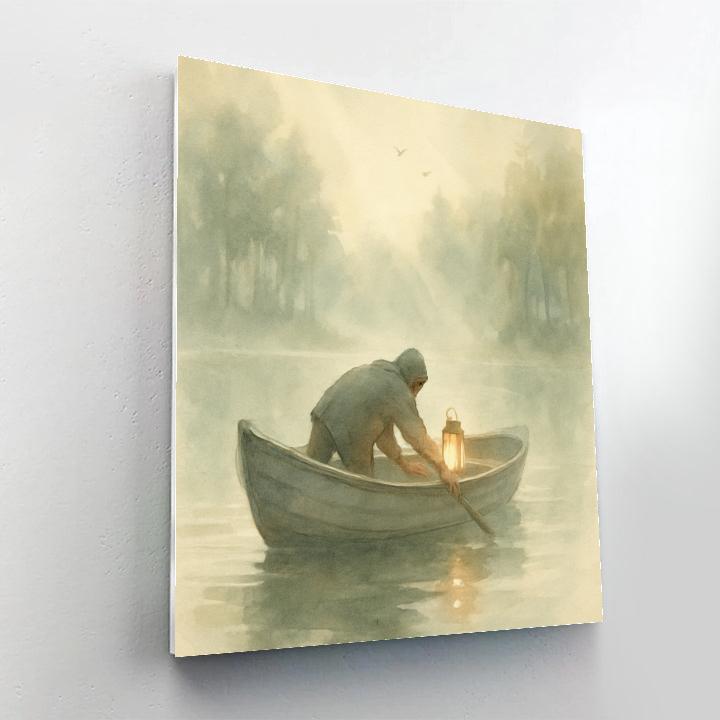 Misty Morning Rowboat Paint by numbers art