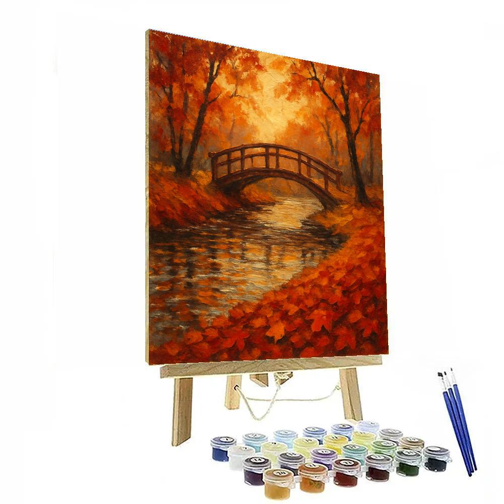 Amber Bridge Over Quiet Stream Number painting