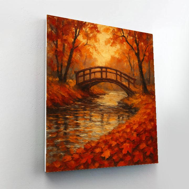 Amber Bridge Over Quiet Stream Number painting