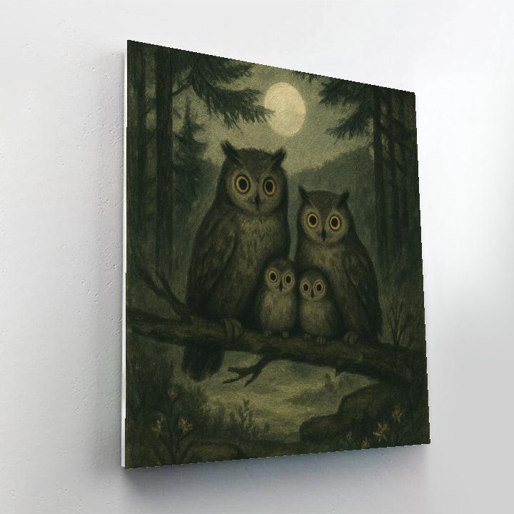 Owls At The Forest Clearing Painting by numbers kit