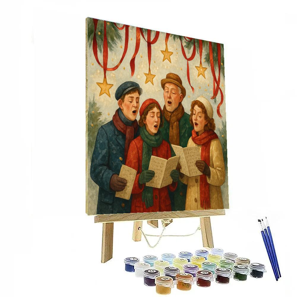 Ribboned Carol Paint by numbers art