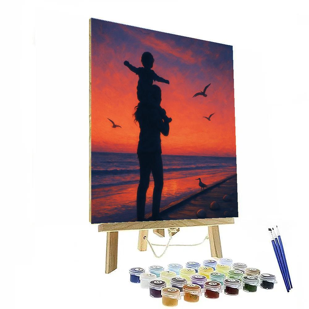 Seaside Sunset Walk With Mom DIY paint by numbers
