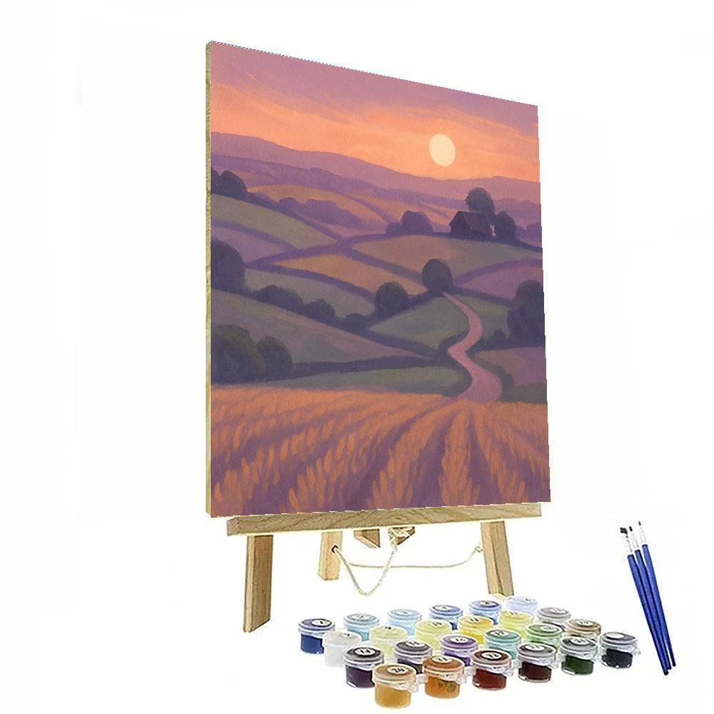 Lavender Evening Over Farmland painting number kit
