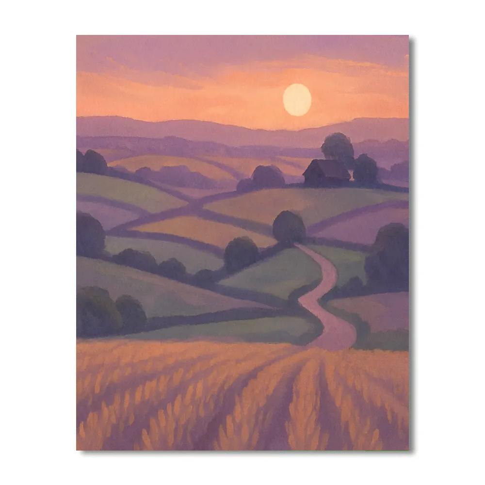 Lavender Evening Over Farmland painting number kit