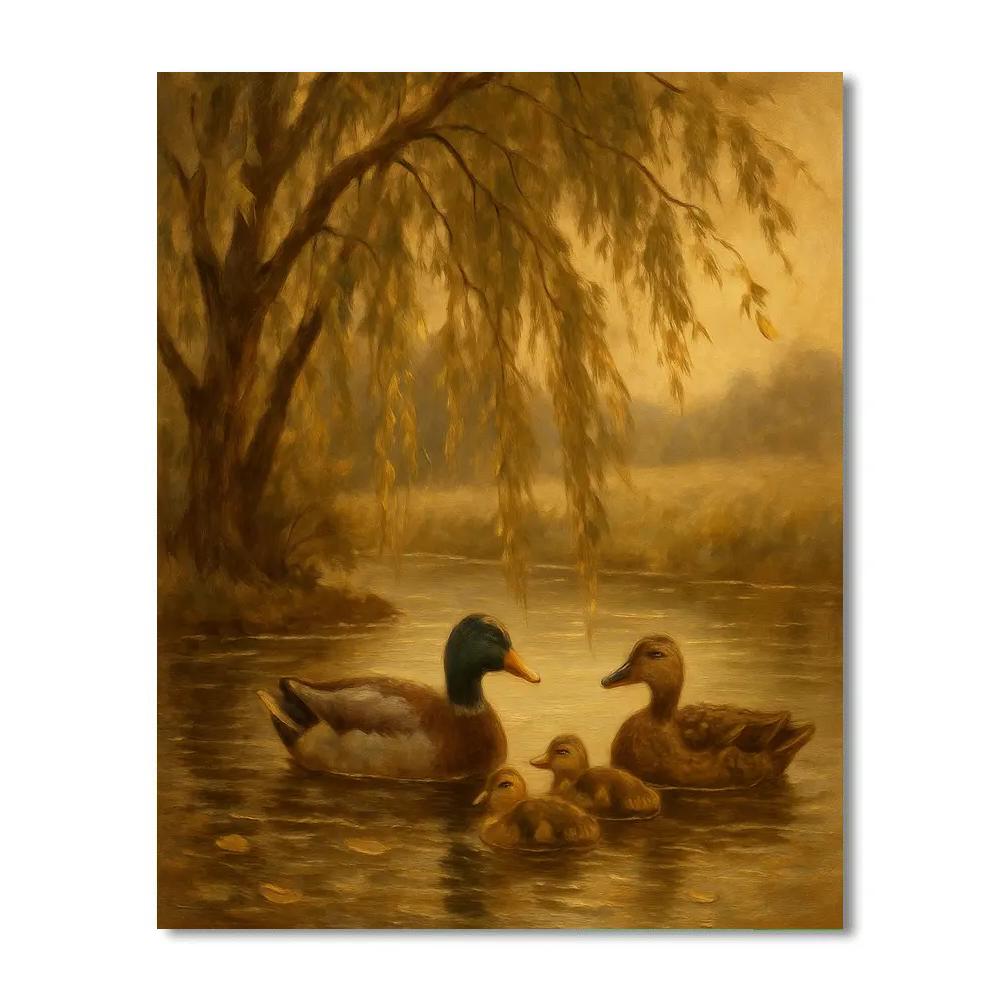 Ducks Over The Willow Pond Numbered painting kits