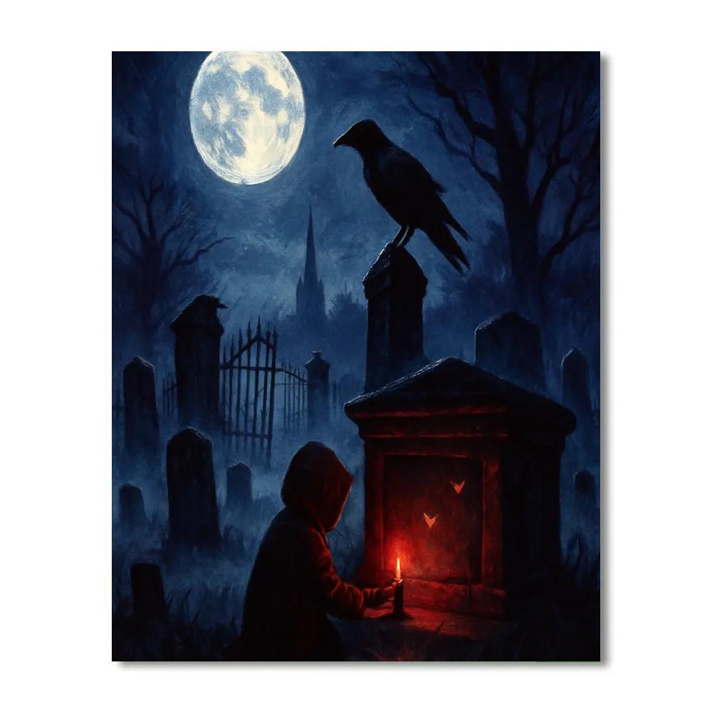 Raven Cemetery Twilight Paint by numbers art