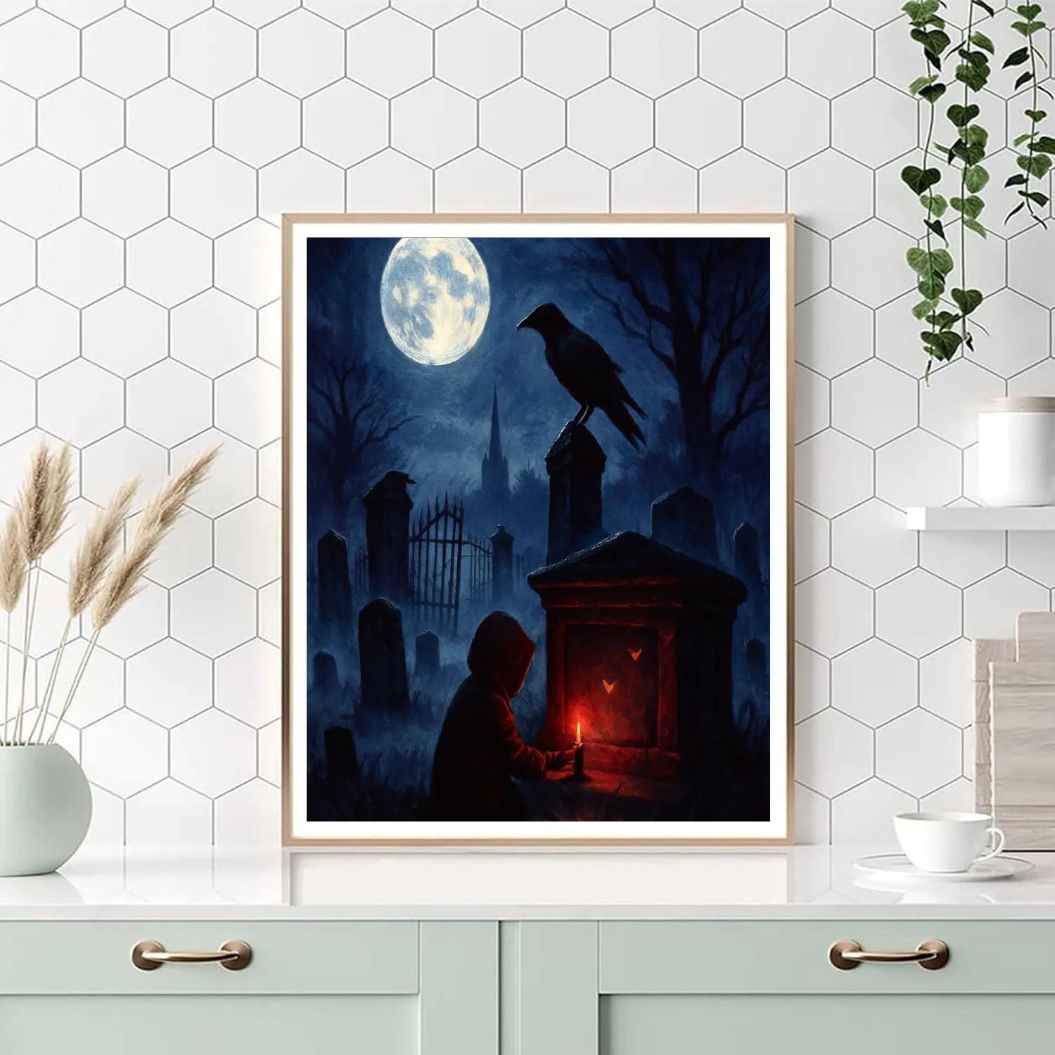 Raven Cemetery Twilight Paint by numbers art