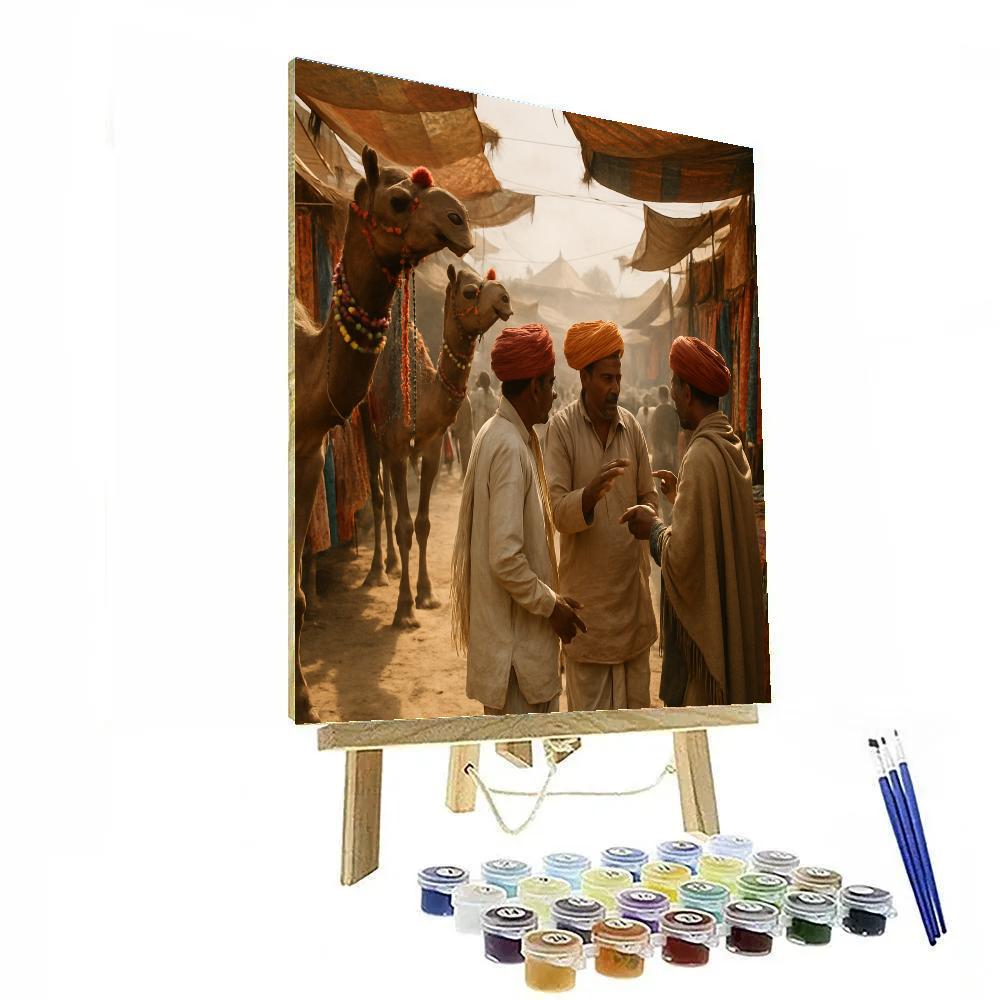 Pushkar Camel Fair Market Street Paint by numbers art