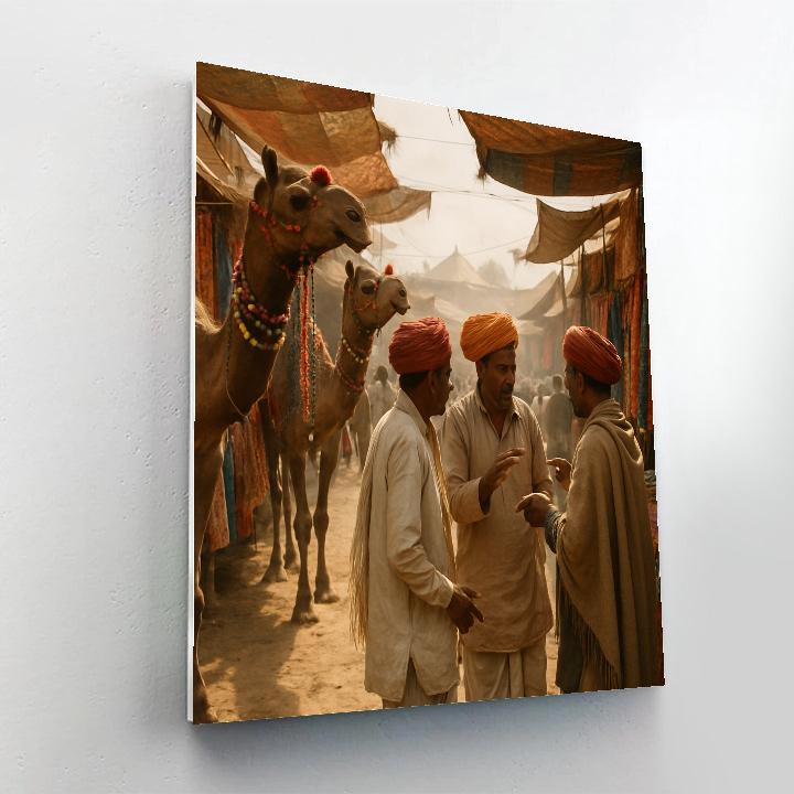 Pushkar Camel Fair Market Street Paint by numbers art