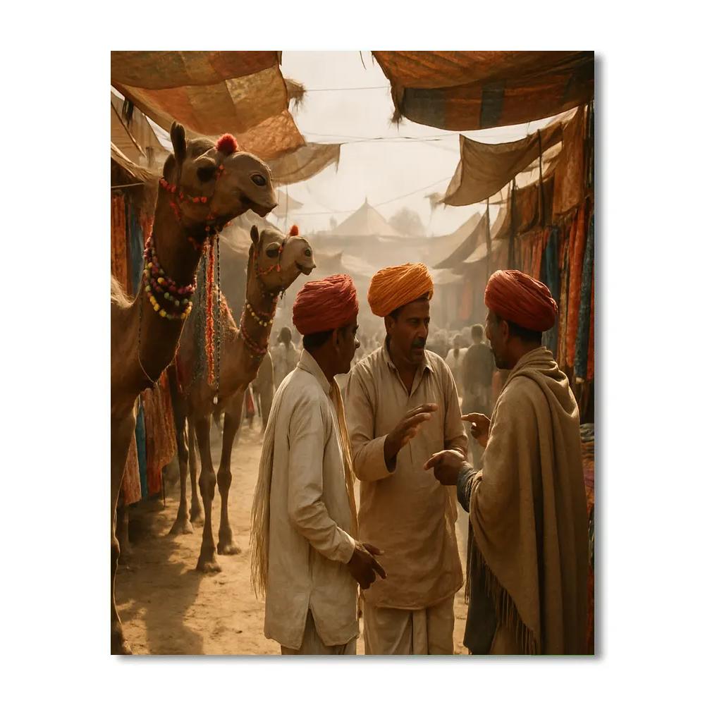Pushkar Camel Fair Market Street Paint by numbers art