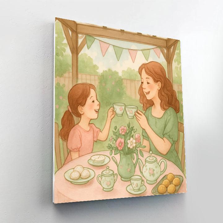 Garden Tea Party With Mom And Daughter paint by color