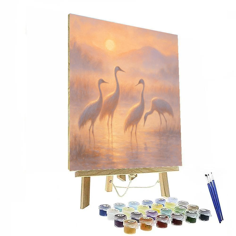 Cranes In Golden Sunrise Paint by numbers kits