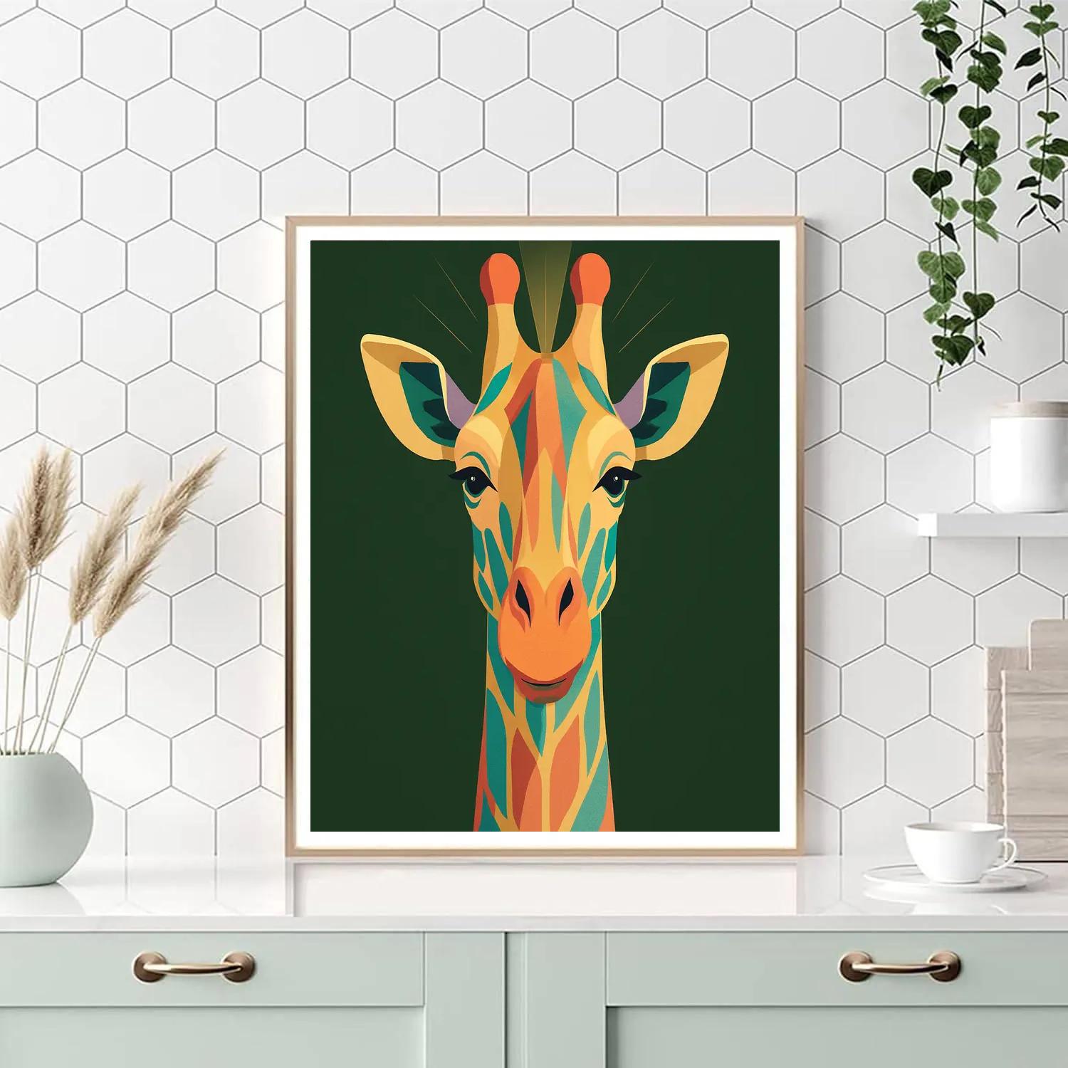 Giraffe Sunset Mosaic Paint by numbers art