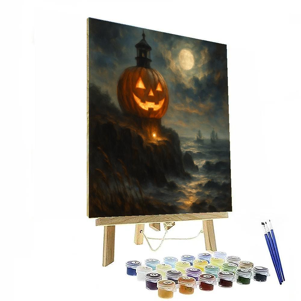 Pumpkin Lighthouse Evening paint by numbers