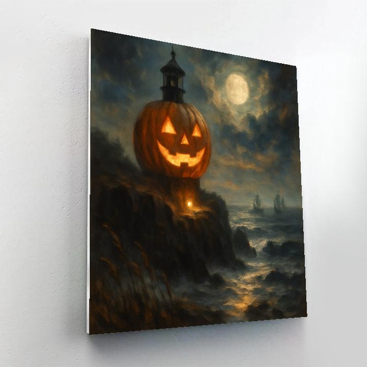 Pumpkin Lighthouse Evening paint by numbers