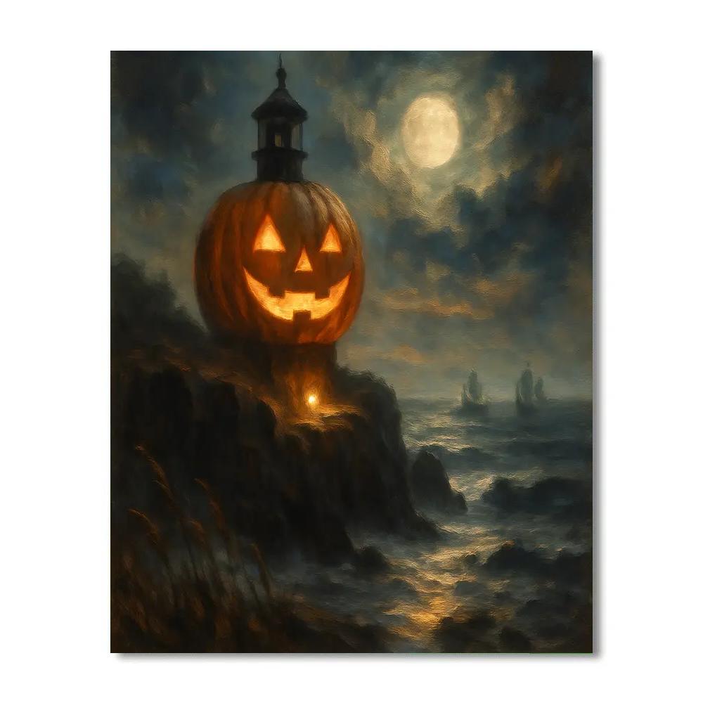 Pumpkin Lighthouse Evening paint by numbers