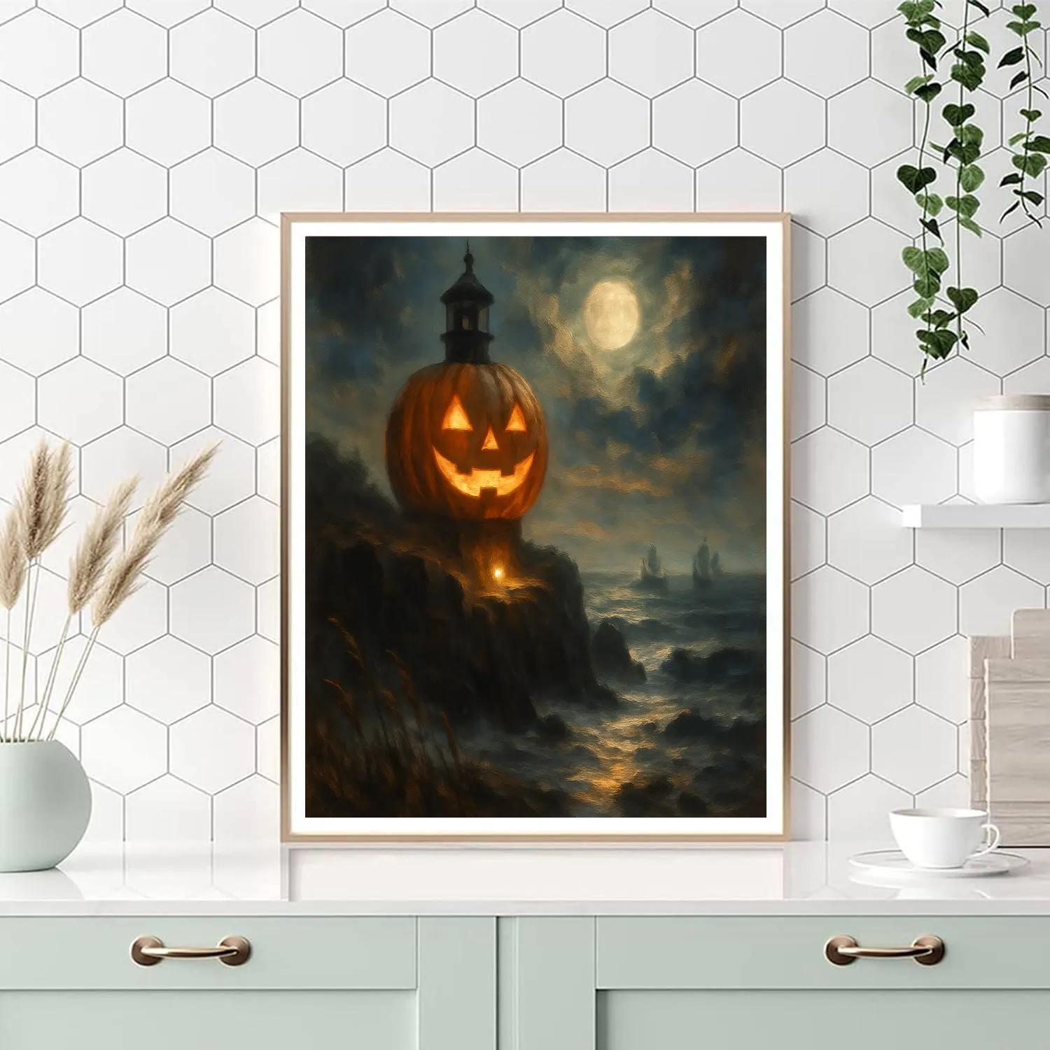 Pumpkin Lighthouse Evening paint by numbers