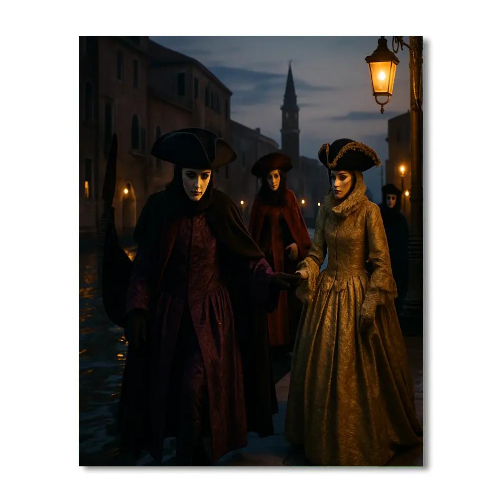 Venice Carnevale Masked Ball Arrival paint by color