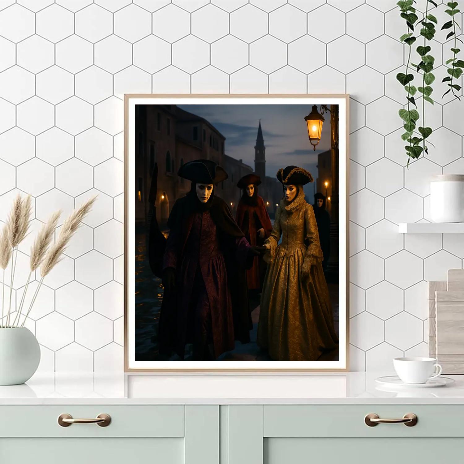 Venice Carnevale Masked Ball Arrival paint by color